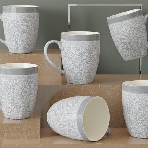 The Earth Store Grey Fizz Coffee Mugs Set of 6 Ceramic Mugs