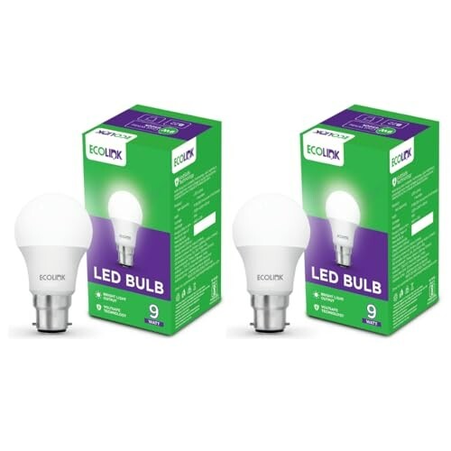 EcoLink 9-Watt Base B22 LED Bulb (Pack of 2) (34/Piece) (Cool White)