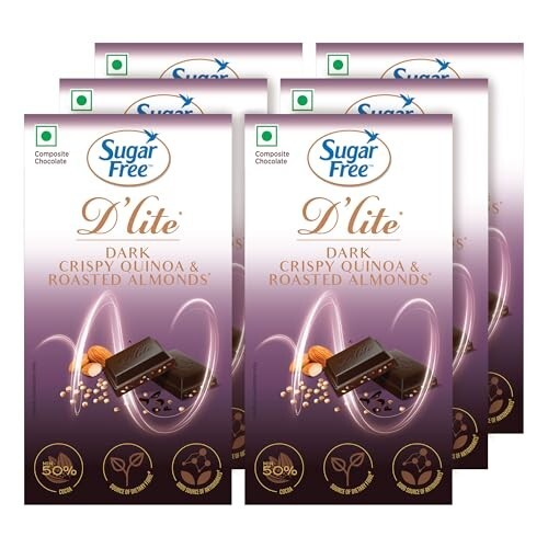 Sugar Free D'lite Quinoa & Almonds Dark Chocolate Bar, 40Gm (Pack Of 6)