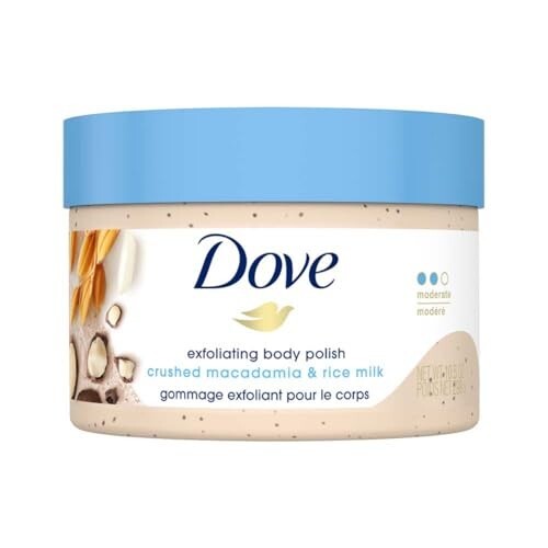 Dove Exfoliating Body Polish| Body Scrub |Deeply Nourishing Crushed Macadamia and Rice Milk 298gm