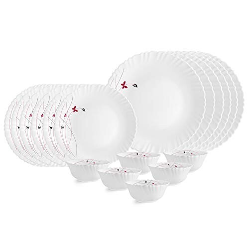 CELLO Lush Fiesta Dazzle Series Opalware Dinner Set of 18 Pieces for Family of 2 [20% coupon discount]