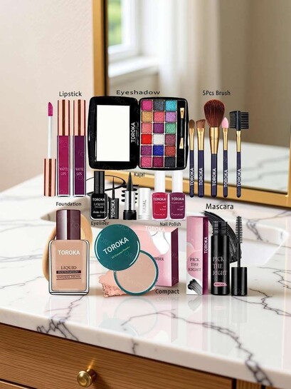 TOROKA Makeup Combo Kit One-stop Beauty Package for Beginners and Professionals 61