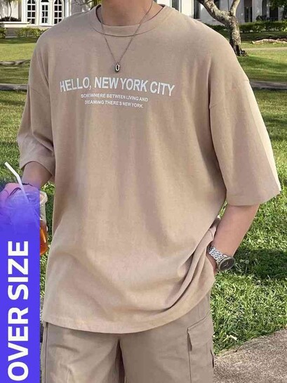 Solid Men Beige T-Shirt 