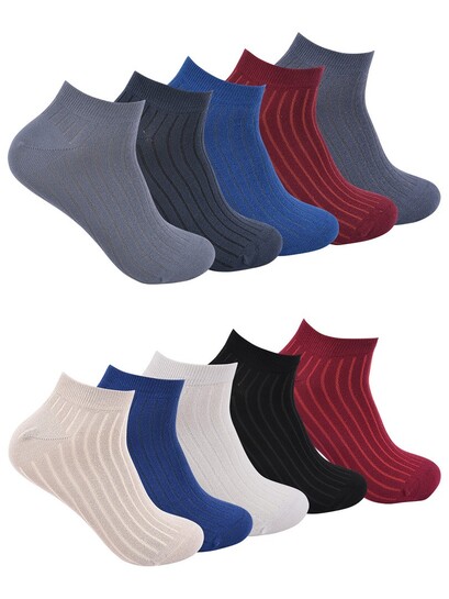 One8 Men Pack Of 10 Patterned Bamboo Anti Bacterial Ankle Length Socks 
