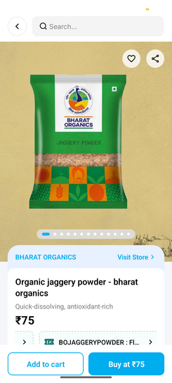 Bharat Organics jaggery powder 500 gm @27