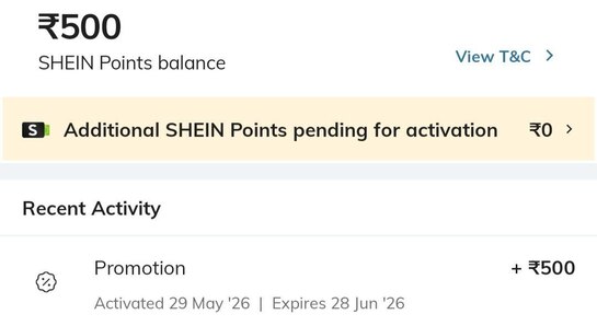 Shein added 500rs wallet cash again (maybe user specific)