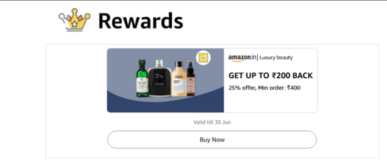 Flat 25% off upto ₹200 on Amazon Luxury Beauty Products on MOV : ₹400
