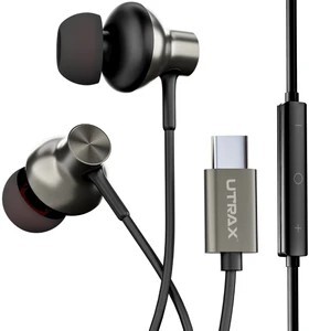 UTRAX Type-C Wired Earphones with Mic, In-Line Controls & Deep Bass Wired Headset
