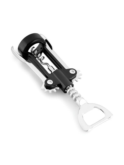  Fackelmann Black Satinless Steel Zinc Alloy Corkscrew Bottle Opener 