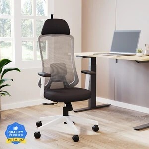 CARLTON LONDON ErgoSmart Fabric, Mesh Office Adjustable Arm Chair (Grey & White, Optional Installation Available)