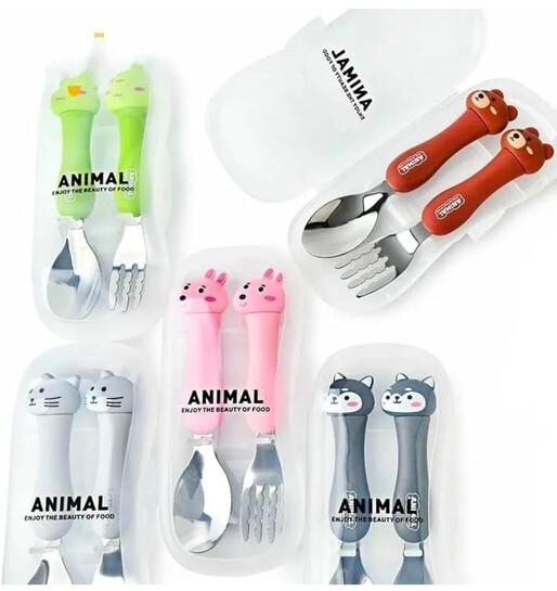 Premium Kids Spoon & Fork Set with Travel Case