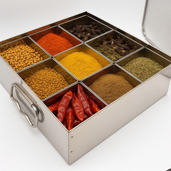 Stainless Steel Masala Peti | Compartments Spice Box | Masala Container
