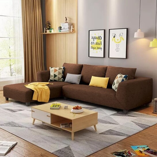 Casaliving Minta Left Hand Side 4 Seater L Shape Sofa Set (Brown in Colour Fabric)