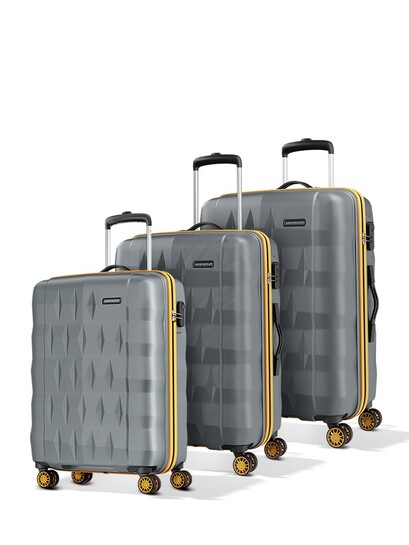 Aristocrat Comet Grey Set Of 3 Hard Luggage 56, 66 & 76cm 