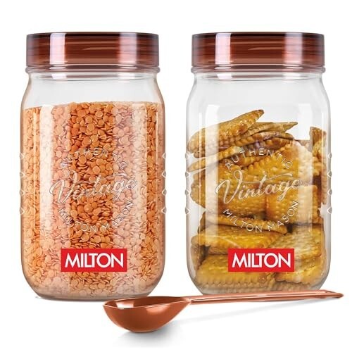 Milton Vintage Airtight Containers with Spoons for Kitchen Storage Food Grade Plastic