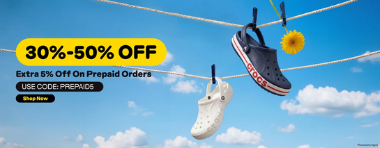 Crocs - Summer Sale: 30-50% Off + Extra 5% on Prepaid Orders!