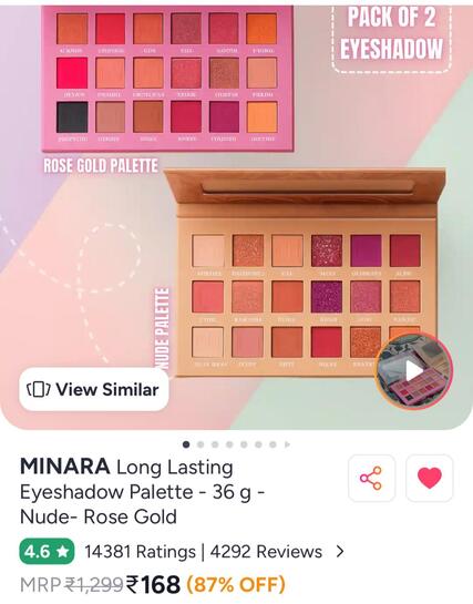 Minara eyeshadow palette combo at just ₹168