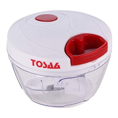 Tosaa Vegetable Pull Chopper 450 ml with Bowl & 3 SS Spiral Blades (Color May Vary, Plastic)