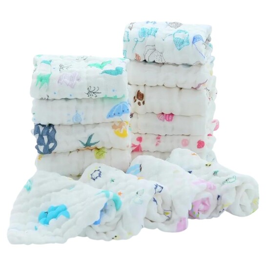 Premium Muslin Baby Burp Cloths Pack of 5 | 6 Layers | Ultra Soft | Newborn and Infant