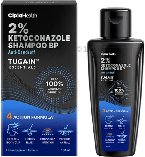  ciplaTugain Essentials 2% Ketoconazole Anti-Dandruff Shampoo For Itchy & Flaky Scalp Liquid on Flipkart