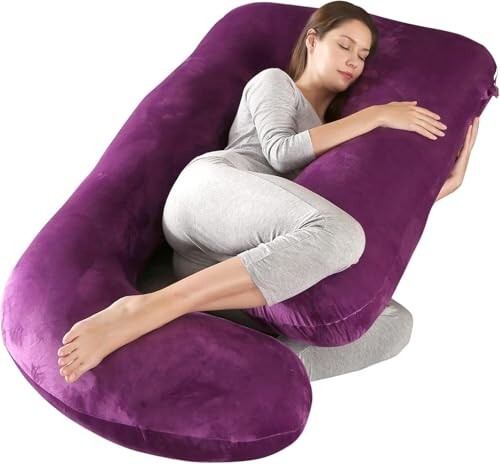 Pregnancy Pillows for Women Sleeping U Shaped Full Body Maternity Pillow with Removable Cover Maternity Support - for Back, HIPS, Legs, Belly for Pregnant Women Purple