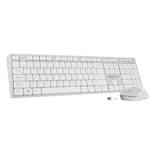 Zebronics Wireless Keyboard & Mouse Combo (Companion 304, White + Grey)