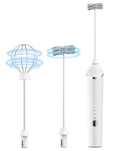 Rechargeable Electric Milk Frother and Mixer, Frother Coffee Maker, 3-Speed Beater
