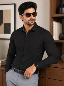 VeBNoR Men Regular Fit Solid Button Down Collar Formal Shirt