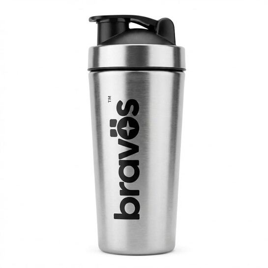 Bravos Stainless Steel Protein Shaker | Leakproof, Easy Clean Cap, 750 ML | 304 BPA Free | Gym Bottle