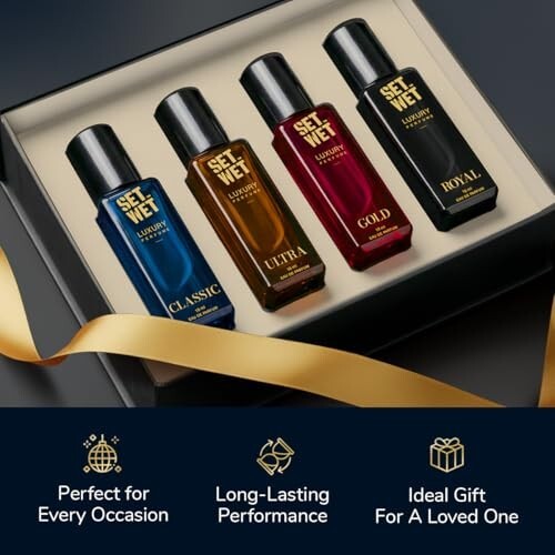 Set Wet Luxury Perfume Gift Set | Perfume for Man | 4x18ml | Gifts for Men | Woody, Amber, Musk Premium Fragrance Scent