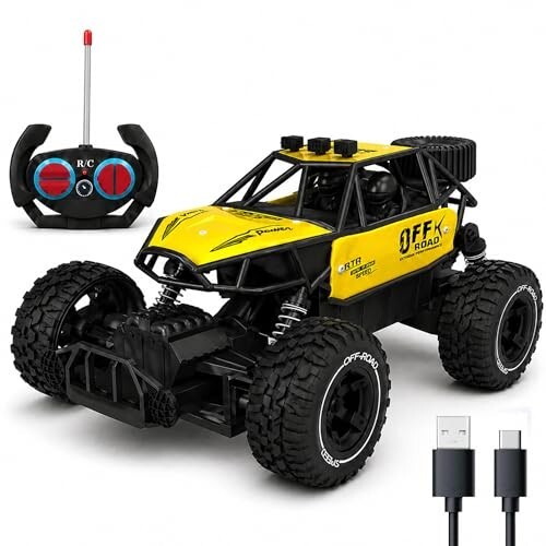 Yellow RC Rock Crawler Rechargeable Remote Control Car for Kids