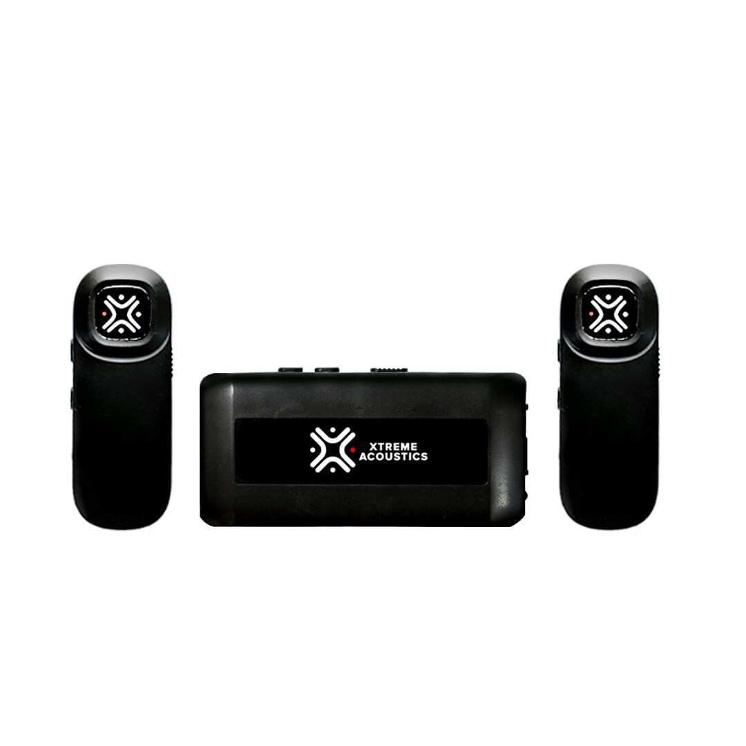 Xtreme Acoustics XAWL603 Wireless UHF Dual Channel Lavalier Microphone with 3.5mm Camera and Mobile Cable for Singing, Audio Video Recording, YouTube