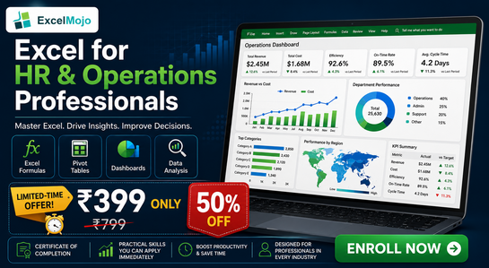Master Excel for HR & Operations Professionals for Only ₹399 | 50% OFF 
