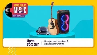 Amazon - World Music Day - Up To 70% Off on Headphones, Speakers & Instruments (16 - 21 June)