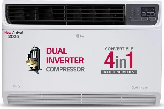 LG 2025 Model 1.5 Ton 5 Star Window Dual Inverter Convertible 4-in-1 Cooling with Faster Cooling and Energy Saving, 4 Way Air Swing and HD Filter AC