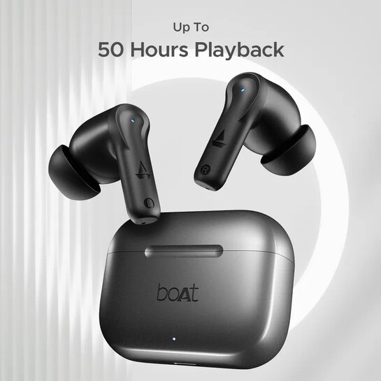 boAt Airdopes 161, Metallic Finish Bluetooth Headset (Carbon Black)
