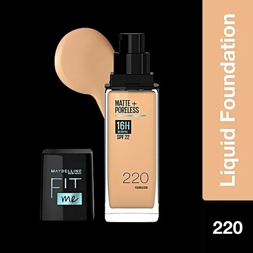 Maybelline New York Fit Me Matte + Poreless Liquid Foundation SPF 22, 30 ml 220
