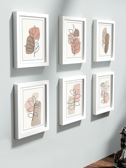 RANDOM White Set Of 6 Premium 3D Wooden Wall Photo Frames 