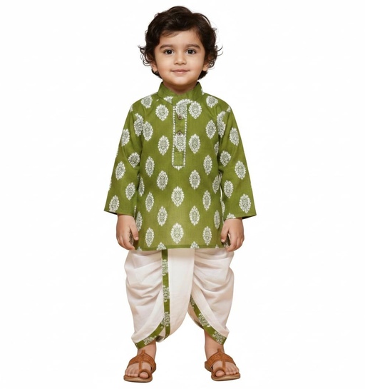 Baby Ethnic Dhoti Kurta Set | Organic Cotton | Festival Puja Wear | Boys Girls