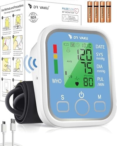 DR VAKU® BP Monitor Fully Automatic Blood Pressure Machine - White&Blue