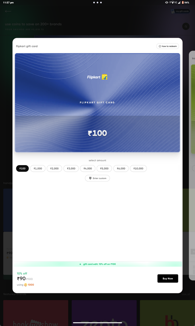 Cred Flipkart gv @ 10% + cc rewards 