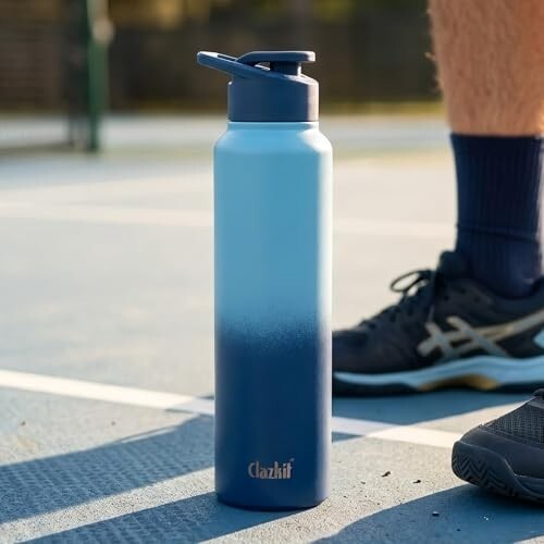 Clazkit Dual Colored Stainless Steel Water Bottle |ISI Certified Leakproof,Durable for School Kids, Fridge, Sports, Gym, Yoga & Office – Easy to Clean & Reusable-1000ml - Blue
