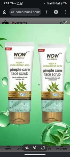 WOW Skin Science Neem & Hyaluronic Acid Pimple Care Face Scrub (100 ml x 2)