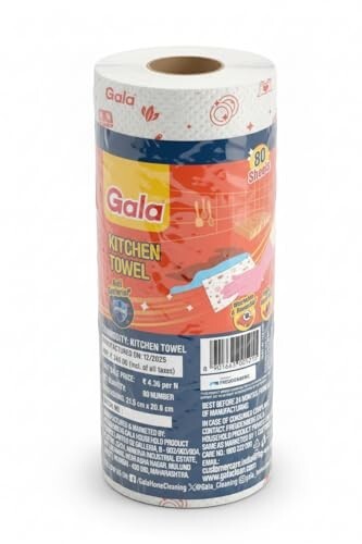 Gala Reusable Kitchen Towel Roll (Anti-Bacterial,80 Washable Wipes per Sheet)