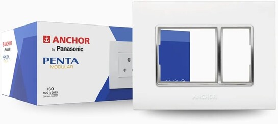 Anchor by Panasonic Penta 3 Module Gina Cover Plate with Chrome Collar for Switch Board (White, 65803-20)