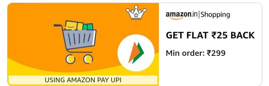 Amazon - Get flat ₹25 back on shopping of ₹299 or more using Amazon upi