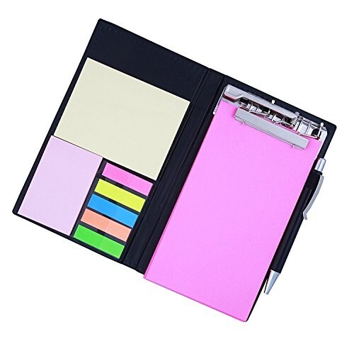 COI Memo Note Pad|Memo Note Book With Sticky Notes & Clip Holder In Diary Style (Pink)