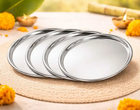 Beer Mug | Set of 2 @109, Stainless Steel Dinner Plate Set (4 Pcs) 