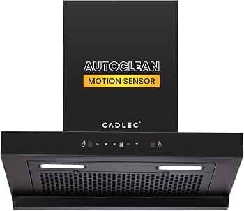 Cadlec PeakFlow 60cm Filterless T-Shape Kitchen Chimney | Black