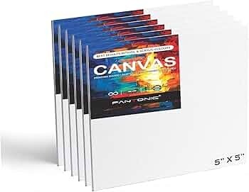 PANTONIC 6 Pieces 5 x 5 Inch, Medium Size Canvas Boards for Painting, Acrylic Oil Painting Board 6 Pcs Set
